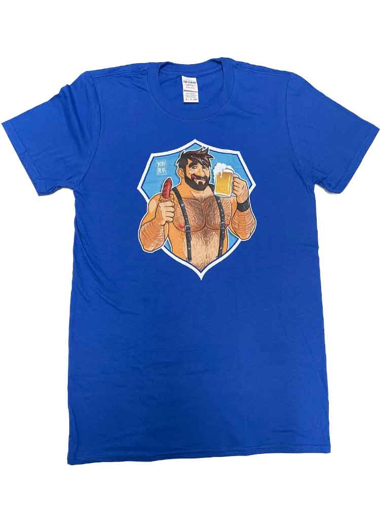 BOBO BEAR T-Shirt - Adam likes sausage & beer - blau