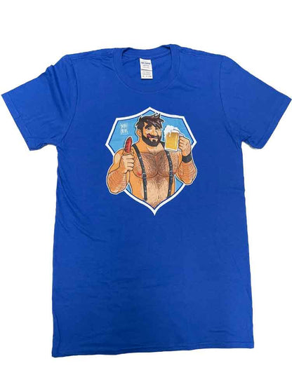 BOBO BEAR T-Shirt - Adam likes sausage & beer - blau