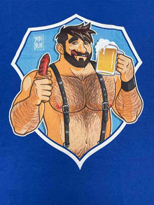 BOBO BEAR T-Shirt - Adam likes sausage & beer - blau