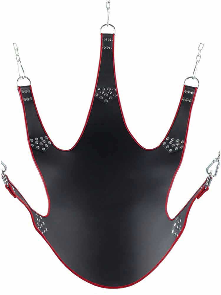 Sling aus Leder 5 Punktsling schwarz-rot