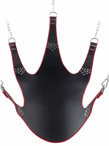 Sling aus Leder 5 Punktsling schwarz-rot