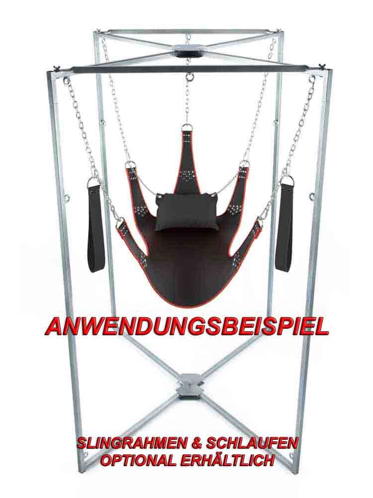 Sling aus Leder 5 Punktsling schwarz-rot