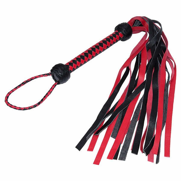Flogger-Peitsche, schwarz/rot 70cm