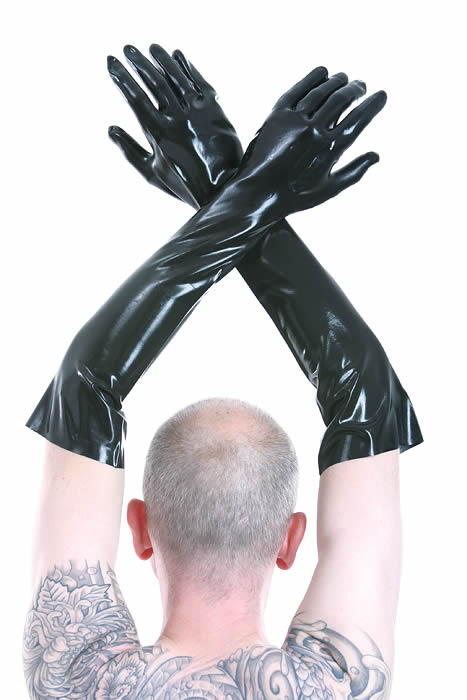 Gummi-Handschuhe bis Ellenbogen 60 cm dünn - S