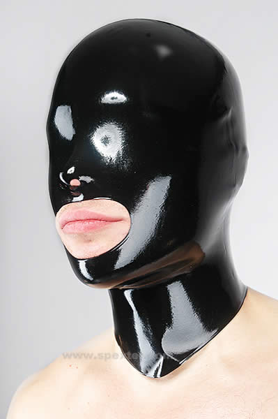 Gummi-Maske MIT Mundöffnung - schwarz - S