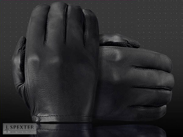 Leder-Handschuhe DELUXE POLICE GLATT SCHWARZ - 7