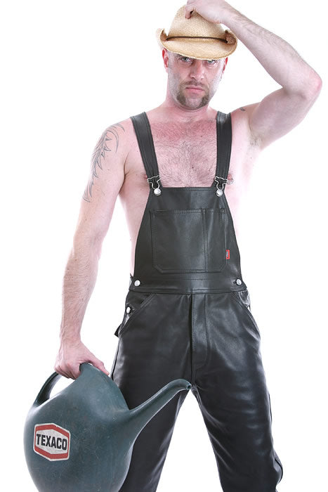 Leder-Latzhose mit Gesäßklappe BLAU