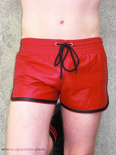 Leder-Sport/Boxershort, rot-schwarz
