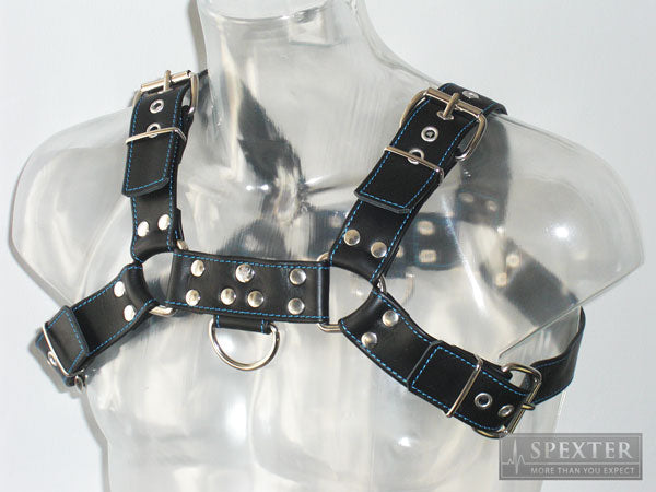 Oberkörper-Harness - BULLDOG - blau genäht - 4cm - S