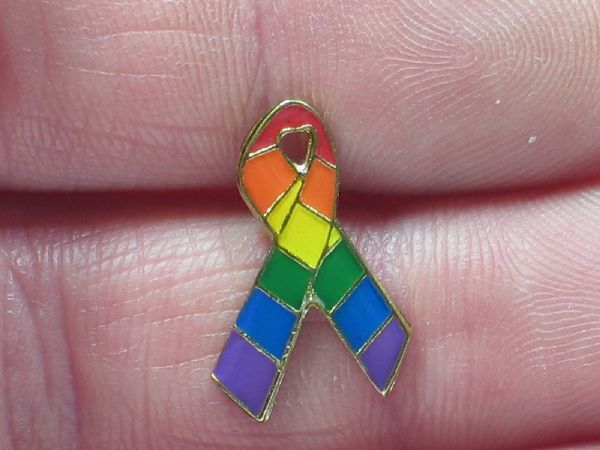 Gay Pride Red Ribbon Schleife