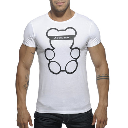 ADDICTED Bear Rundhals T-Shirt - weiss
