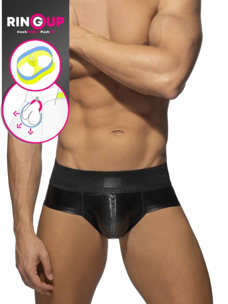 ADDICTED Allover Zip Rub Brief - schwarz