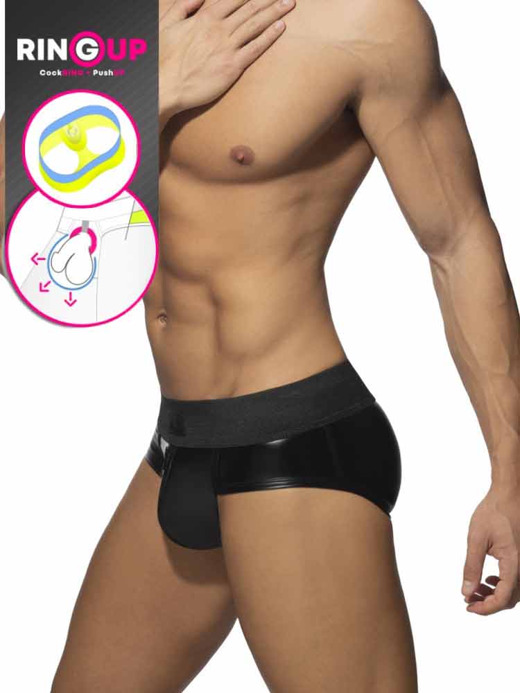 ADDICTED Allover Zip Rub Brief - schwarz