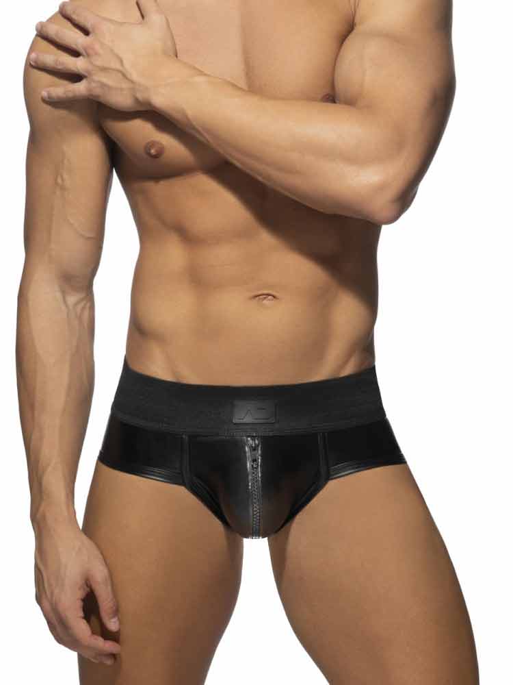 ADDICTED Allover Zip Rub Brief - schwarz