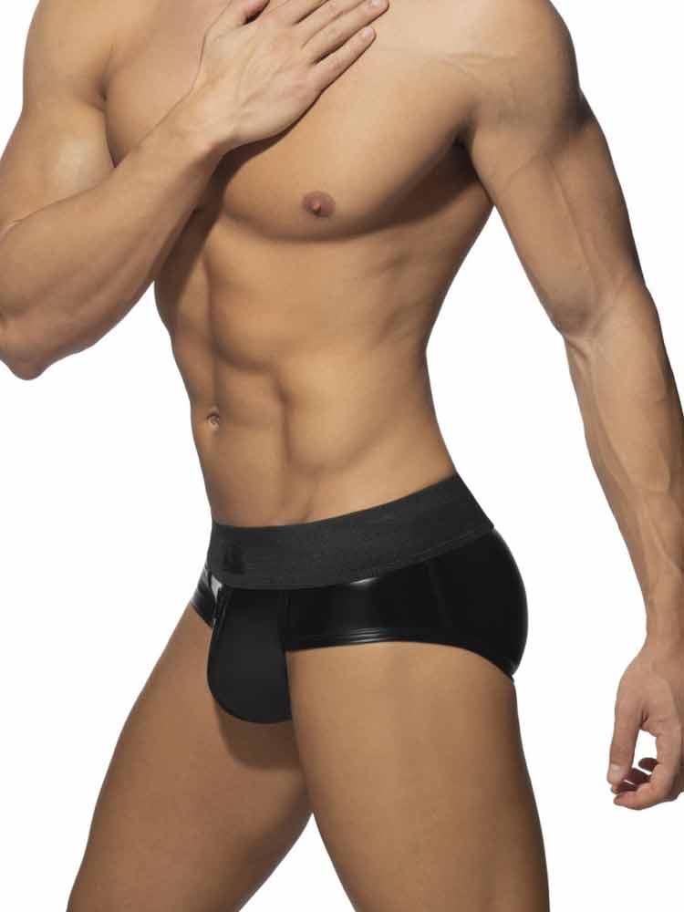 ADDICTED Allover Zip Rub Brief - schwarz