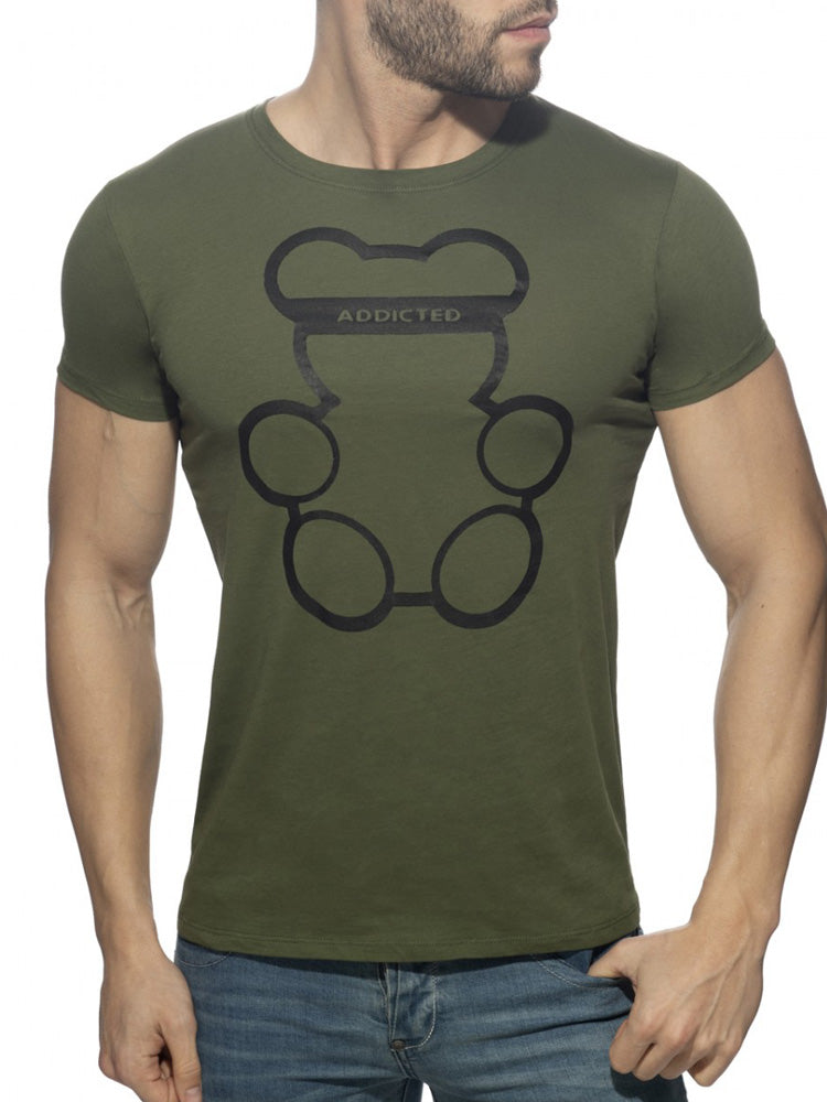 ADDICTED Bear Rundhals T-Shirt - khaki