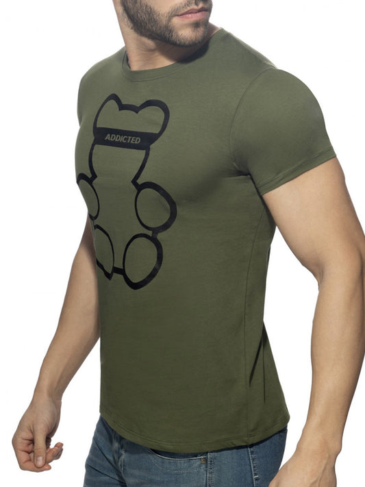 ADDICTED Bear Rundhals T-Shirt - khaki