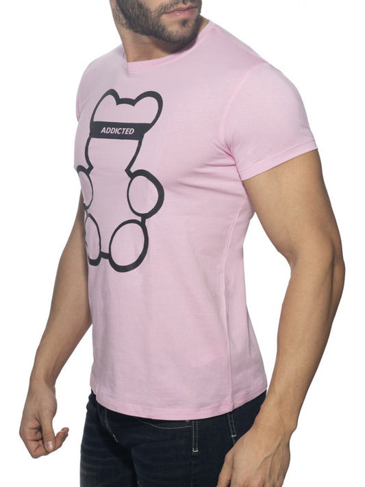 ADDICTED Bear Rundhals T-Shirt - pink