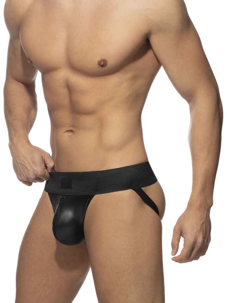 ADDICTED Front Zip Rub Jock plus Cockring