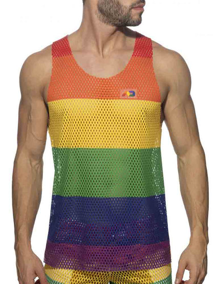 ADDICTED Rainbow Mesh Tank top