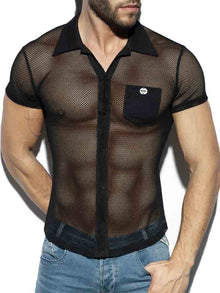 ES COLLECTION Mesh Shirt Kurzarm schwarz