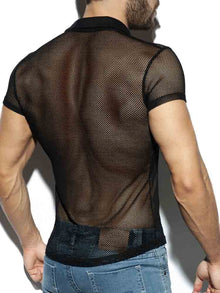 ES COLLECTION Mesh Shirt Kurzarm schwarz