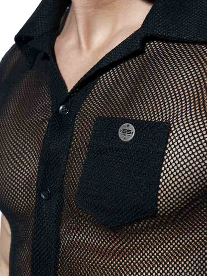 ES COLLECTION Mesh Shirt Kurzarm schwarz