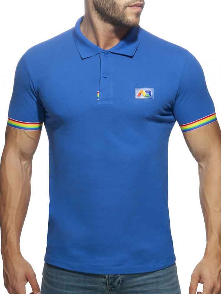 ADDICTED Rainbow Polo Shirt royalblau