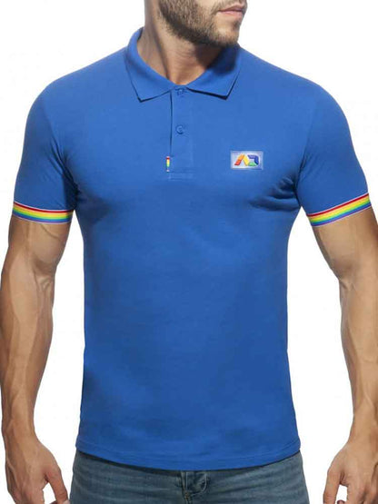 ADDICTED Rainbow Polo Shirt royalblau