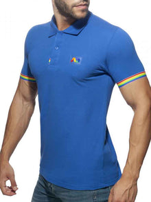 ADDICTED Rainbow Polo Shirt royalblau