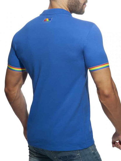 ADDICTED Rainbow Polo Shirt royalblau