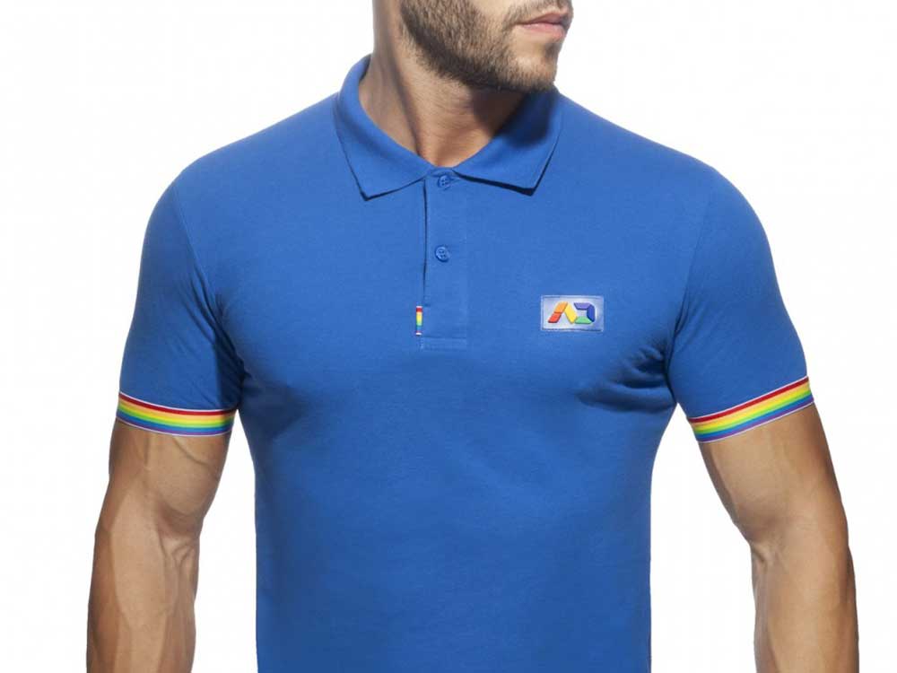 ADDICTED Rainbow Polo Shirt royalblau