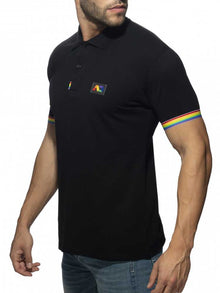ADDICTED Rainbow Polo Shirt schwarz