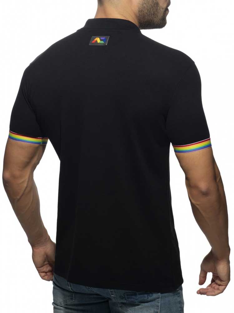 ADDICTED Rainbow Polo Shirt schwarz