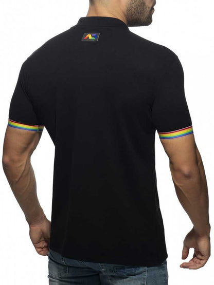 ADDICTED Rainbow Polo Shirt schwarz
