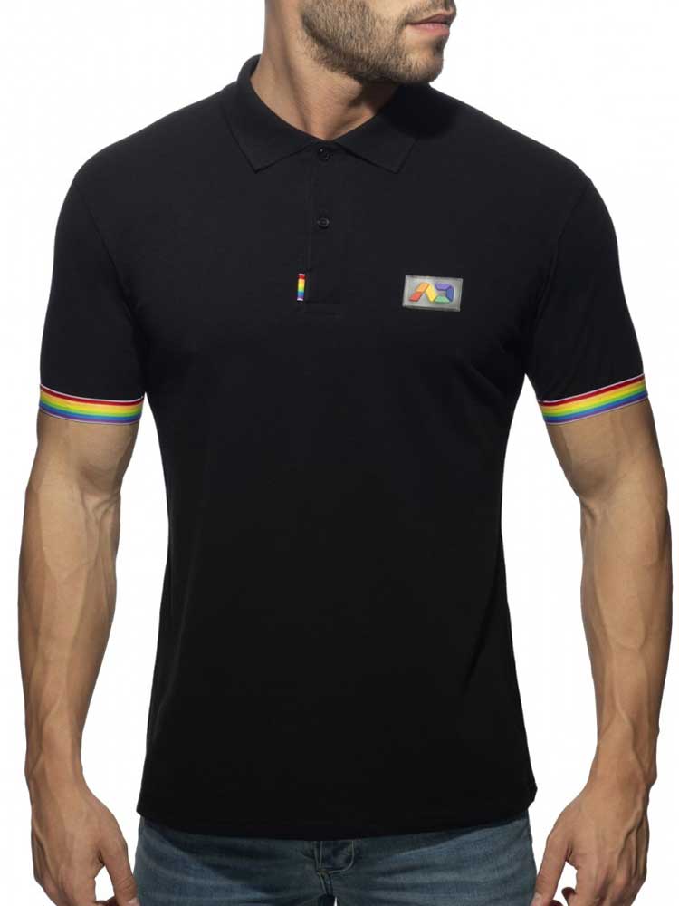 ADDICTED Rainbow Polo Shirt schwarz