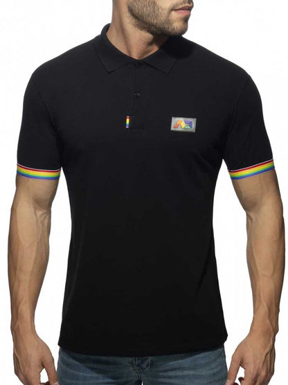 ADDICTED Rainbow Polo Shirt schwarz