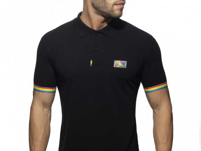 ADDICTED Rainbow Polo Shirt schwarz