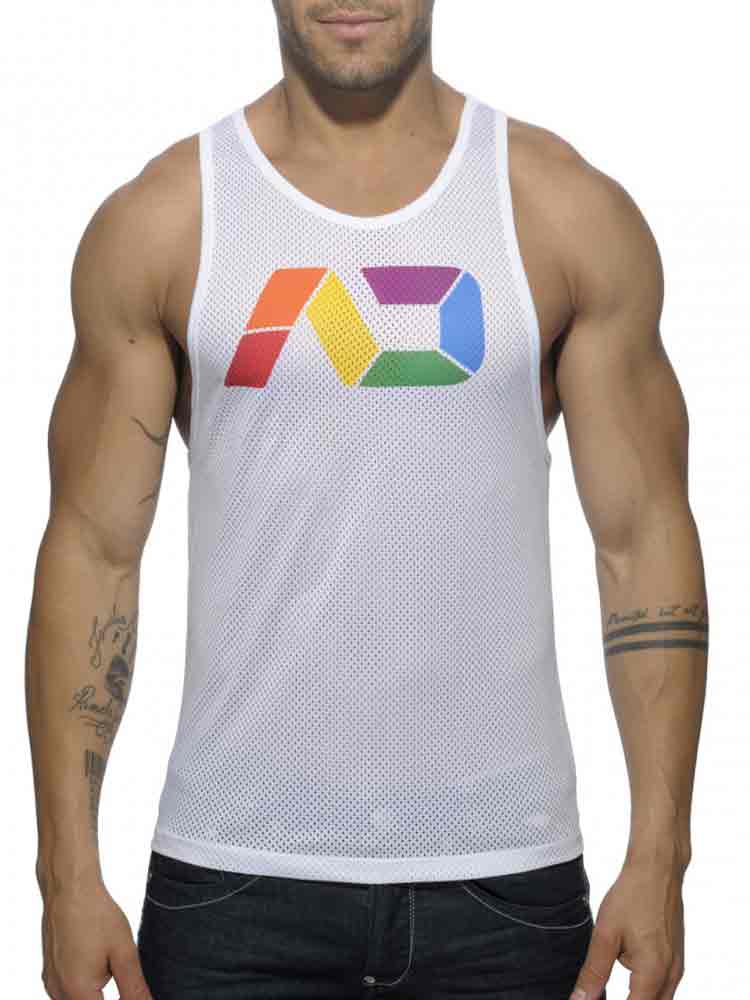 ADDICTED Rainbow Tank Top - weiss