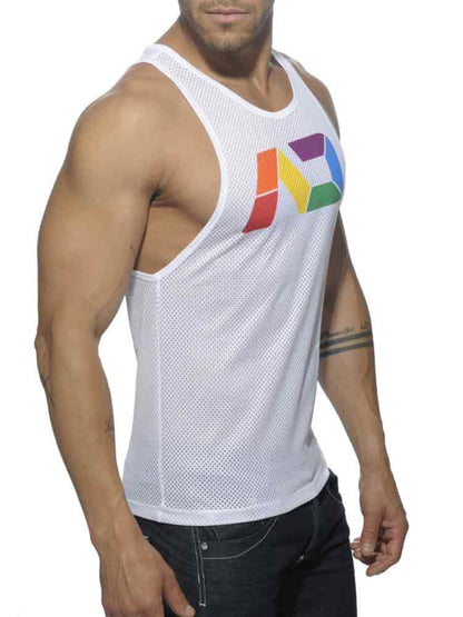 ADDICTED Rainbow Tank Top - weiss