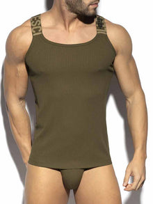 ES COLLECTION Recycled Rib Tank Top - kaki