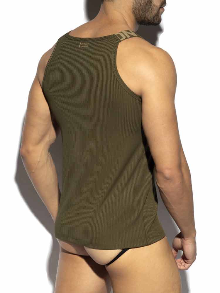 ES COLLECTION Recycled Rib Tank Top - kaki