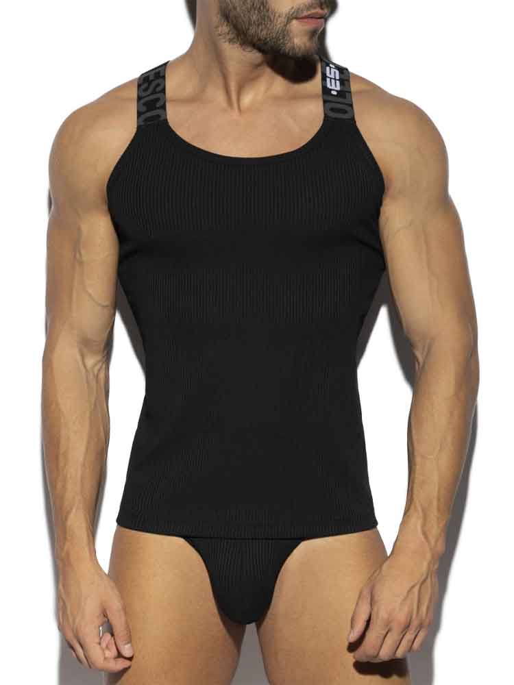 ES COLLECTION Recycled Rib Tank Top - schwarz