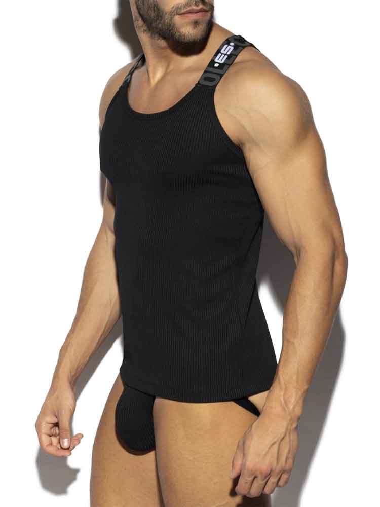 ES COLLECTION Recycled Rib Tank Top - schwarz