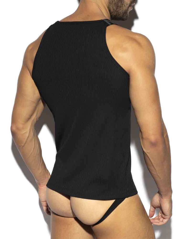 ES COLLECTION Recycled Rib Tank Top - schwarz