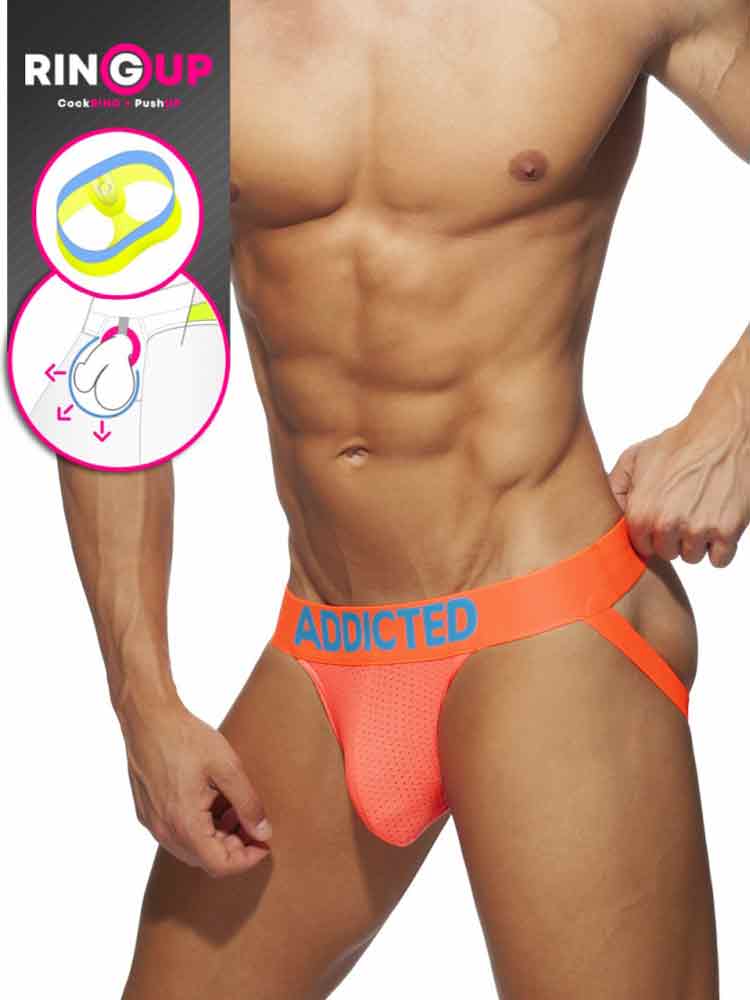 ADDICTED Ring Up Neon Mesh Jock - orange