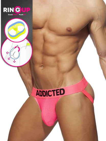 ADDICTED Ring Up Neon Mesh Jock - pink