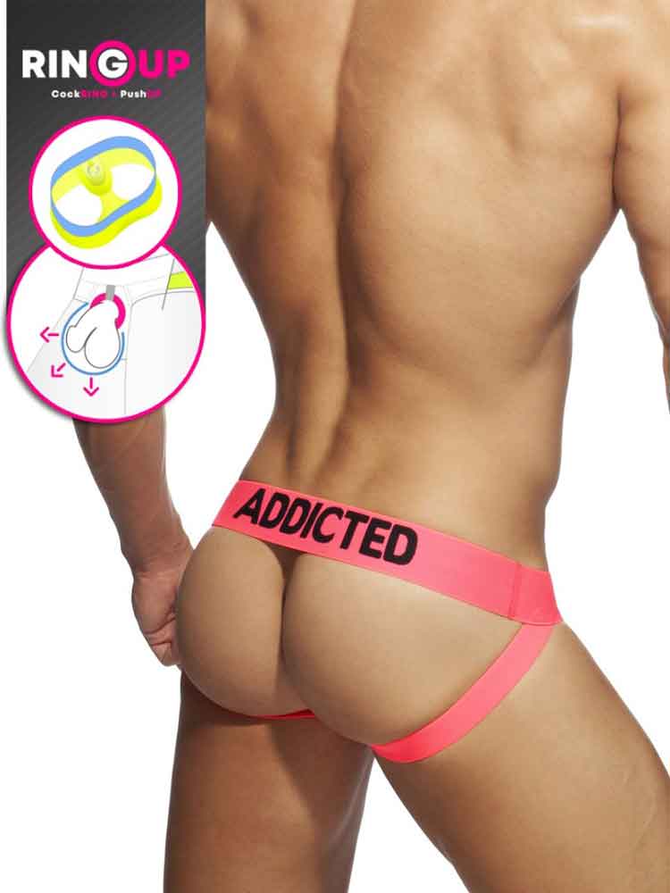 ADDICTED Ring Up Neon Mesh Jock - pink