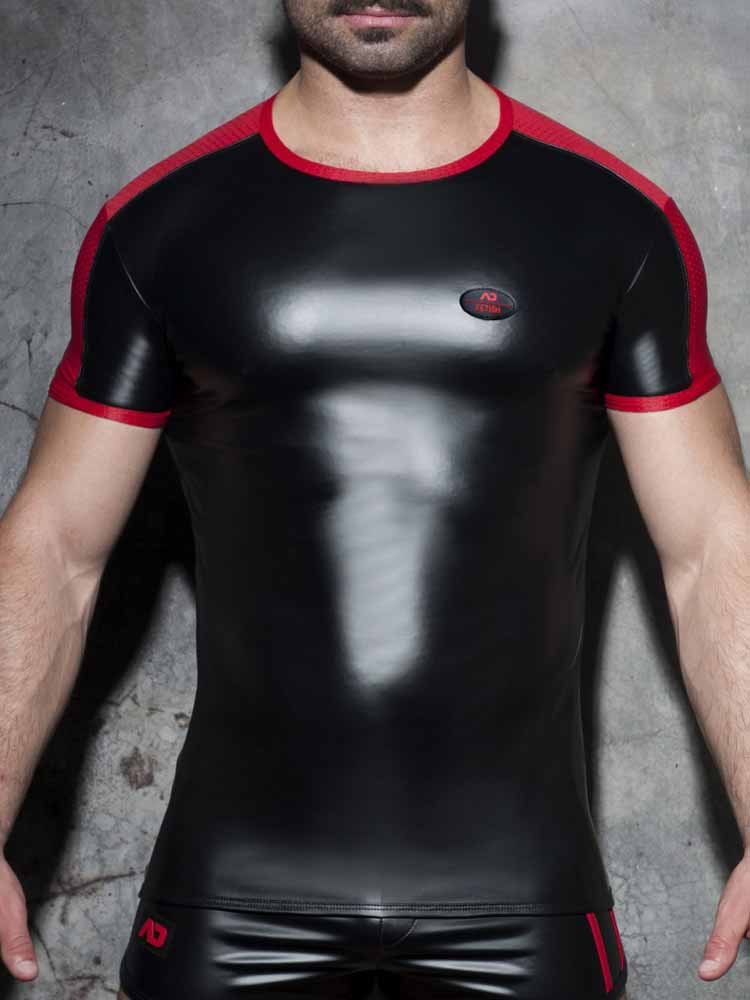ADDICTED Fetish Rub Mesh T-Shirt - rot