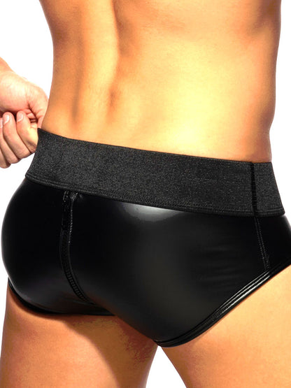 ADDICTED Back-Zip Rub Brief plus Cockring